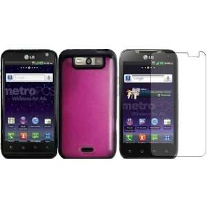 Hot Pink+Black TPU+PC Case Cover+LCD Screen Protector for LG Viper 4G 