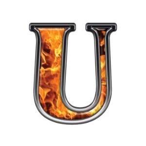  Reflective Letter U with Inferno Flames   2 h 