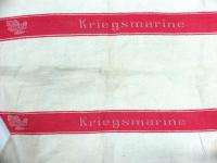WW2 WWII GERMANY KRIEGSMARINE SIGNED TEXTILLE TOWEL *  