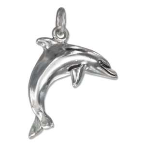  Sterling Silver High Polish Jumping Dolphin Charm: Jewelry