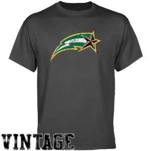 George Mason Patriots Charcoal Distressed Logo Vintage T shirt:  
