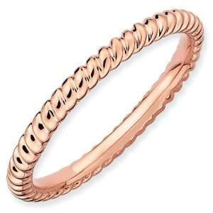 Sterling Silver Stackable Expressions Pink plated Twisted Ring (Size 8 