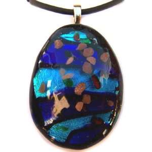    Murano Art Glass Oval Blue Pendant Necklace L11: Everything Else