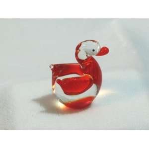  Collectibles Crystal Figurines Red Duck. 