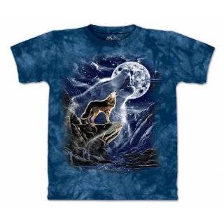  The Mountain Howling Lone Wolf Moon Tee T shirt: Clothing