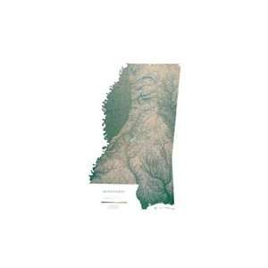  Mississippi Topographic Wall Map by Raven Maps, Print on 