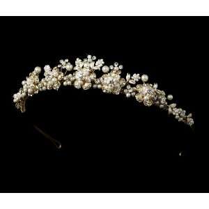  Gold Ivory Elegant Pearl Bridal Tiara HP 6443: Beauty