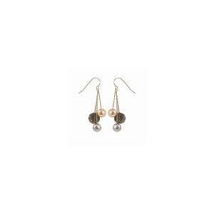   Freshwater Pearl and Smoky Quartz Drop Earrings in 14K Gold freshwater