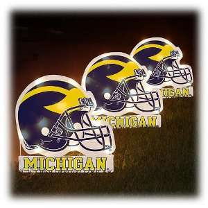 MICHIGAN WOLVERINES Set of 3 Team Logo LIGHTED PATHWAY MARKERS (10.5 