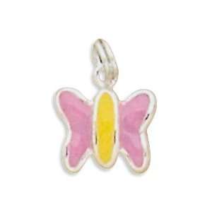   Silver Pink/Yellow Enamel Butterfly Charm: West Coast Jewelry: Jewelry