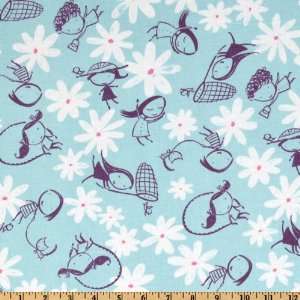  44 Wide Hopscotch Allover Girls Blue Fabric By The Yard 