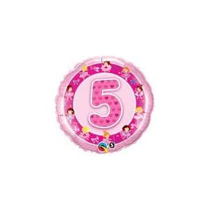   : Age 5 5th Birthday Pink Ballerinas 18 Round Balloon: Toys & Games