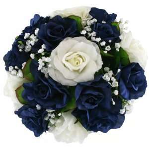   and Ivory Silk Rose Nosegay   Bridal Wedding Bouquet 