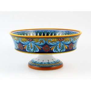  Hand Painted Italian Ceramic 11.8 inch Footed Fruit Bowl 