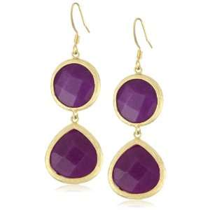   : Leslie Danzis 2 Raspberry Dyed Jade Double Drop Earrings: Jewelry