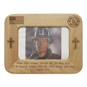  8 x 6 Fire Fighter Laser Engraved Maple Wood Photo Frame 