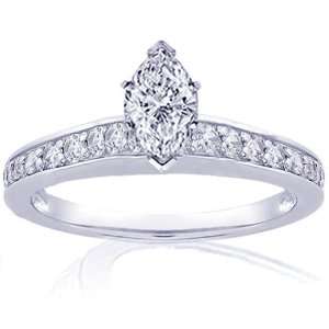  1.25 Ct Marquise Cut Diamond Engagement Ring Pave 14K 