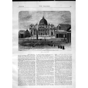   1870 VIEW ST. PETERS CATHEDRAL ARCHITECTURE OLD PRINT: Home & Kitchen