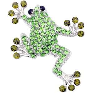   : Peridot Green Frog Pins Austrian Crystal Animal Pin Brooch: Jewelry