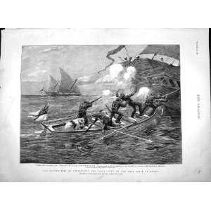   1892 Slave Trade Africa Bluejackets Boarding Dhow Boat