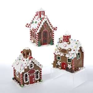   Gingerbread Kisses LED Lighted Claydough House Christmas Decorations 6