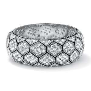   Silver Tone Multi Crystal Hexagon Shaped Bangle Bracelet: Jewelry