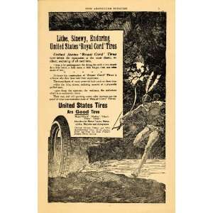 1918 Ad United States Tires Native American Bow Arrow   Original Print 