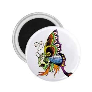  Tattoo Butterfly Skull Art Fridge Souvenir Magnet 2.25 
