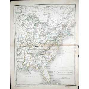    1844 Map United States America Florida Mississippi