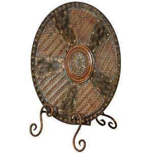  Studded Metal Antique Bronze Finish Decorative Plate: Home 