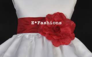 APPLE RED TIE BOW SASH FOR CHRISTMAS FLOWER GIRL DRESS sz S M L 2 4 6 