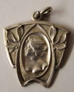 Antique Art Nouveau Jugenstil silver(800) lady pendant..  