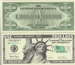 Lot of 2 One Trillion Dollar Bills  