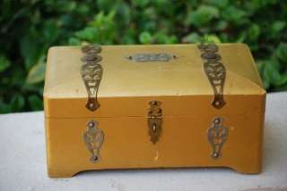 Vintage McGraw Box Co Gold Painted Jewelry Chest Box  
