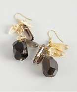 Jardin gold plated smokey quartz and citrine cluster earrings style 