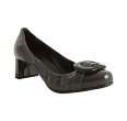 prada prada sport dark grey patent leather buckle block heels