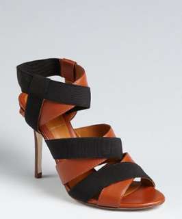Fendi brown leather elastic strap sandals  