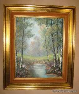 LOVELY SIGNED OIL ON CANVAS VINTAGE PAINTING IN GREAT GILT FRAME 