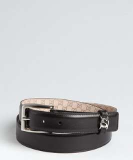 Gucci black leather GG logo belt   