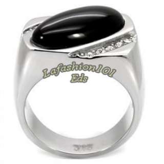 NEW 7.10ct Onyx 316L Stainless Steel Mens Ring SIZE 9   RM18134  