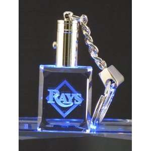 TAMPA BAY RAYS Team Logo Mini Block Laser Etched LED CRYSTAL KEYCHAIN 
