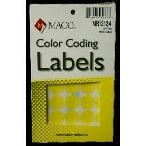  Maco Round Color Coding Label 3/4 YELLOW: Everything Else