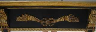   hand crafted gilt wood black rectangular carved swags overmantle