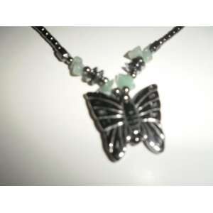  Hematite Magnetic Energy Necklace with Butterfly Pendant 