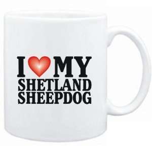 Mug White  I LOVE Shetland Sheepdog  Dogs  Sports 
