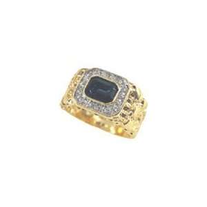 Simulated Sapphire Mens Ring 18kt Gold EP Size 9 14 Lifetime Guarantee 