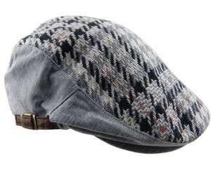   Casual Men Women Winter Plaid Wool Blend Flat Cap Cabbie Hats Newsboy