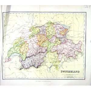  CHAMBERS ANTIQUE MAP c1906 SWITZERLAND EUROPE GENEVA BERN 