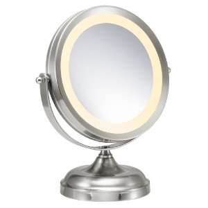   7121 5X Lighted Makeup Mirror, 7.5 Inch, Satin Nickel Finish: Beauty