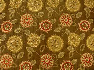   Medium Weight Floral Leaves Chenille Ruched Upholstery Drapery Fabric